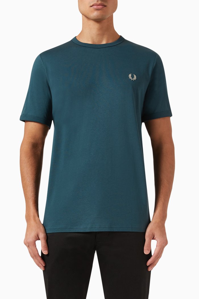 

Ringer T-shirt in Cotton-jersey, Blue