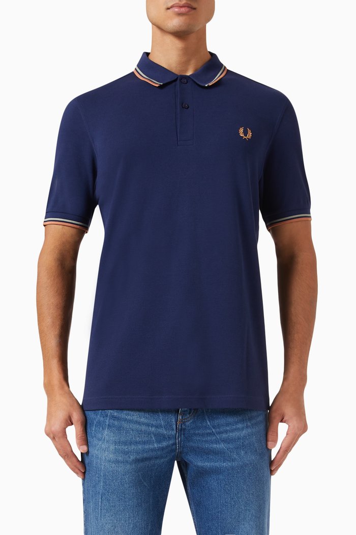 

Twin Tipped Polo Shirt in Cotton Piqué, Blue