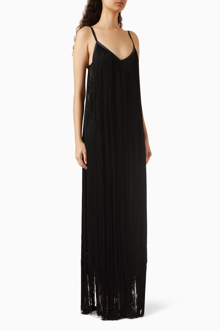 

Fringe Maxi Dress, Black