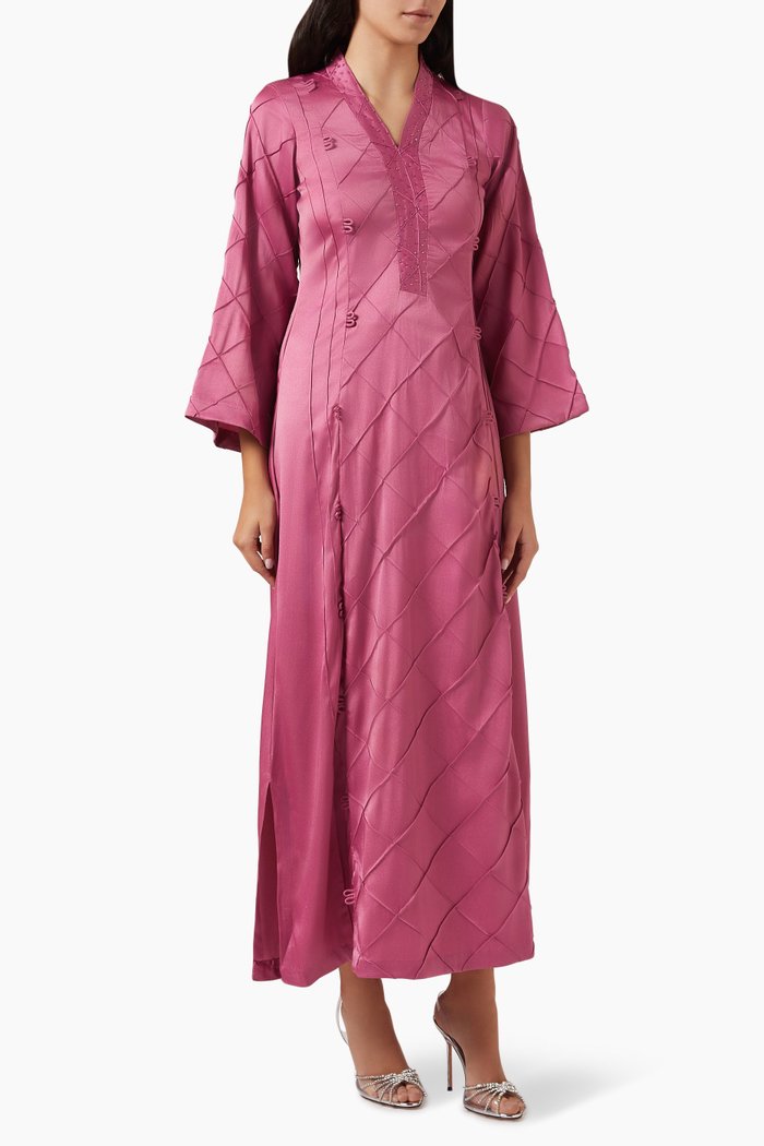 

Embellished Kaftan in Crepe Satin, Pink