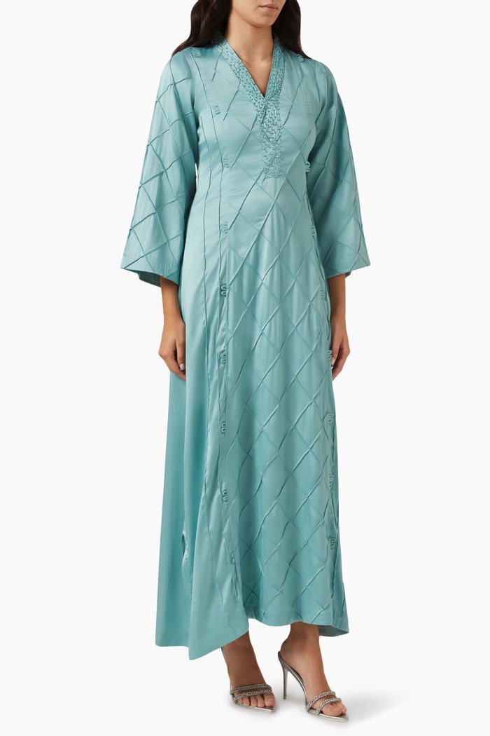 

Embellished Kaftan in Crepe Satin, Green