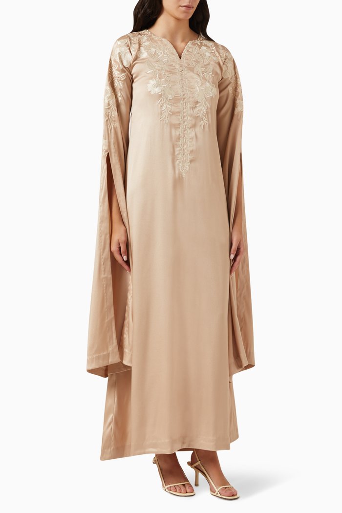 

Cape Kaftan in Crepe Satin, Neutral