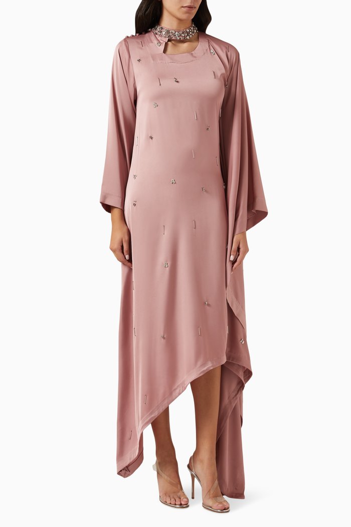 

Choker Kaftan in Crepe Satin, Pink