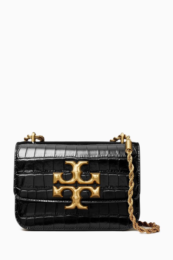 

Small Eleanor Shoulder Bag in Croc-embossed Leather, Black
