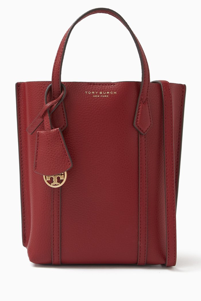

Mini Perry Tote Bag in Pebbled Leather, Red