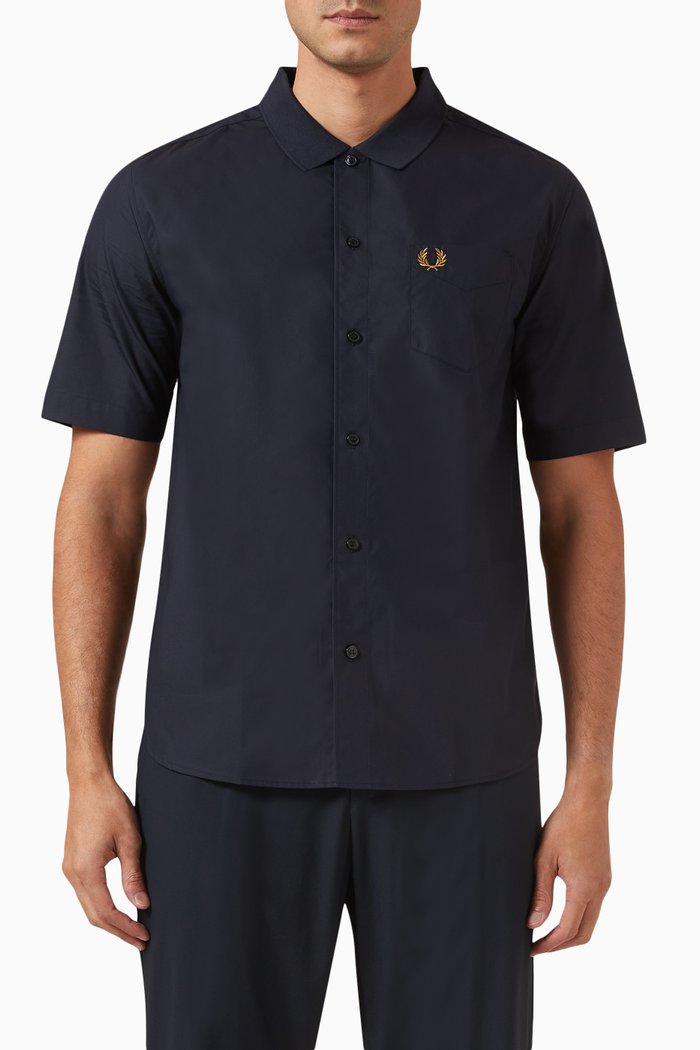 

Logo-embroidered Shirt in Cotton-blend, Blue