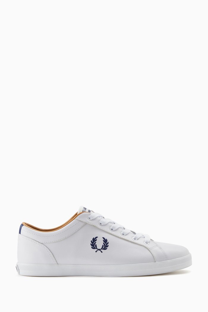 Baseline Logo Low-top Sneakers in Leather, White