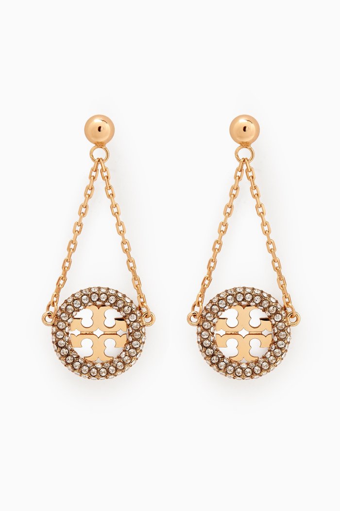 

Miller Pavé Drop Earrings in 18kt Gold-plated Brass