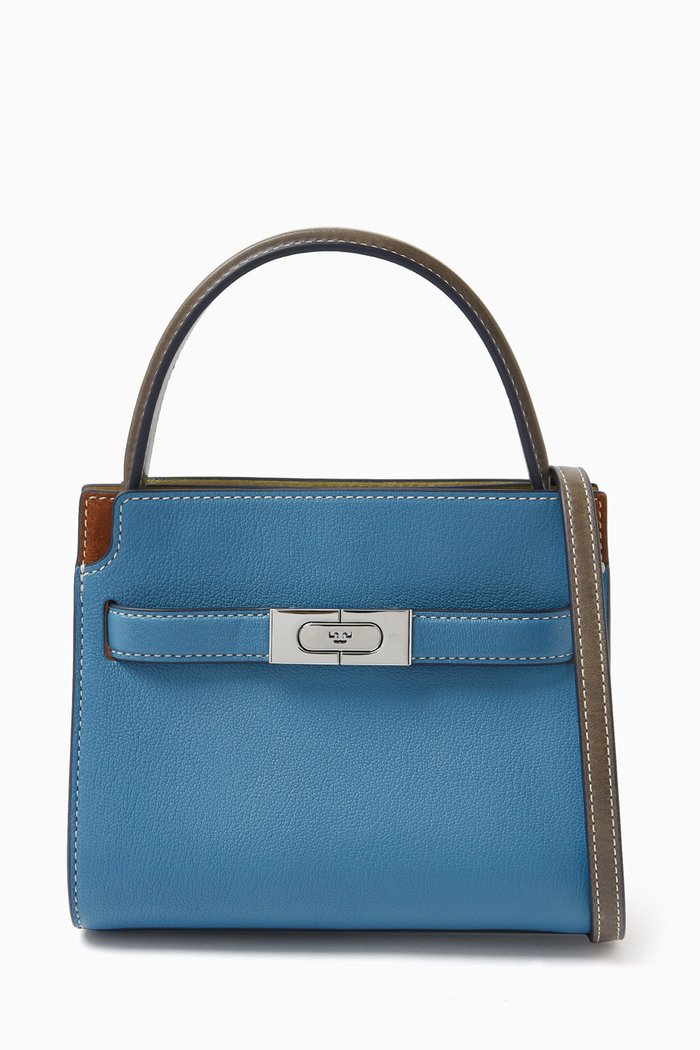 

Petite Lee Radziwill Double Shoulder Bag in Leather & Suede, Blue
