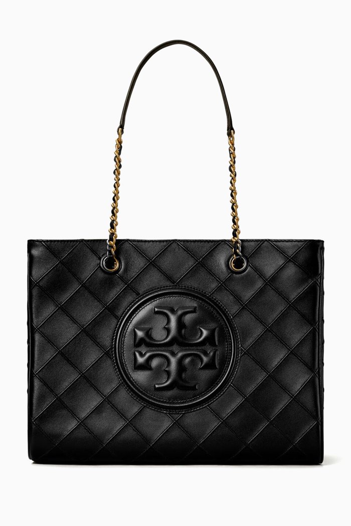 

Fleming Soft Chain Tote Bag in Nappa Leather, Black