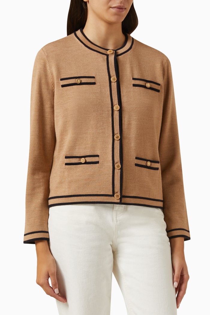 

Kendra Cardigan in Merino Wool, Brown