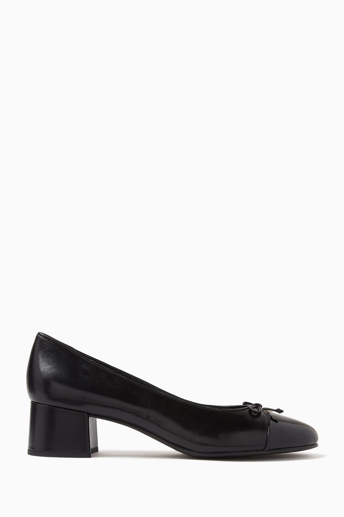 Cap-toe 45 Pumps in Leather, Black