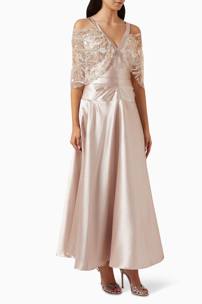 

Embellished Dress in Satin, Pink