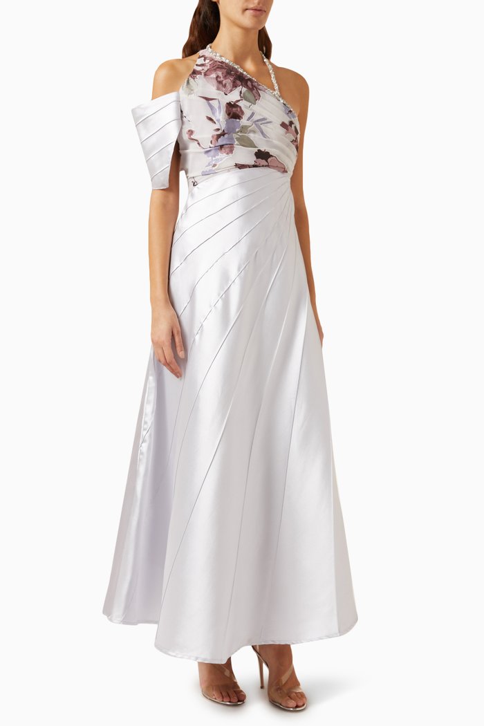 

Floral Bodice Embellished Maxi Dress, Purple