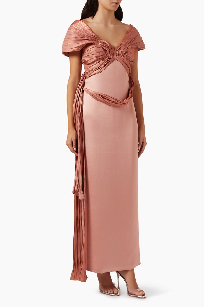 

Crystal-embellished Dress in Stretch-satin, Pink