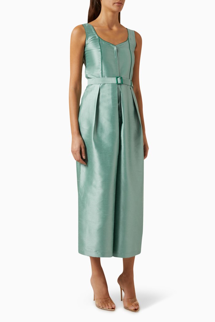 

Emerald Jumpsuit in Silk, Green
