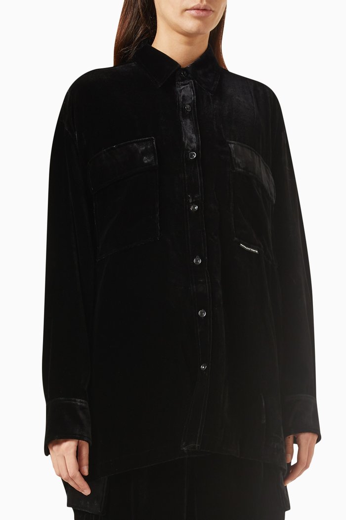 

Button Down Shirt in Velvet, Black