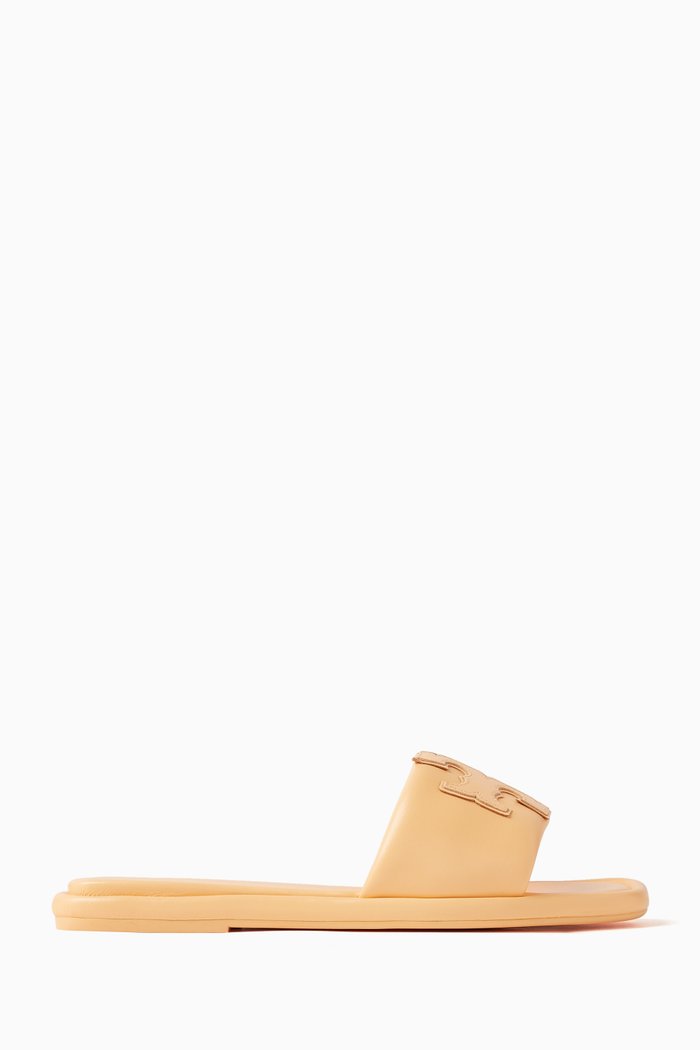 

Double T Sport Slides in Leather, Orange