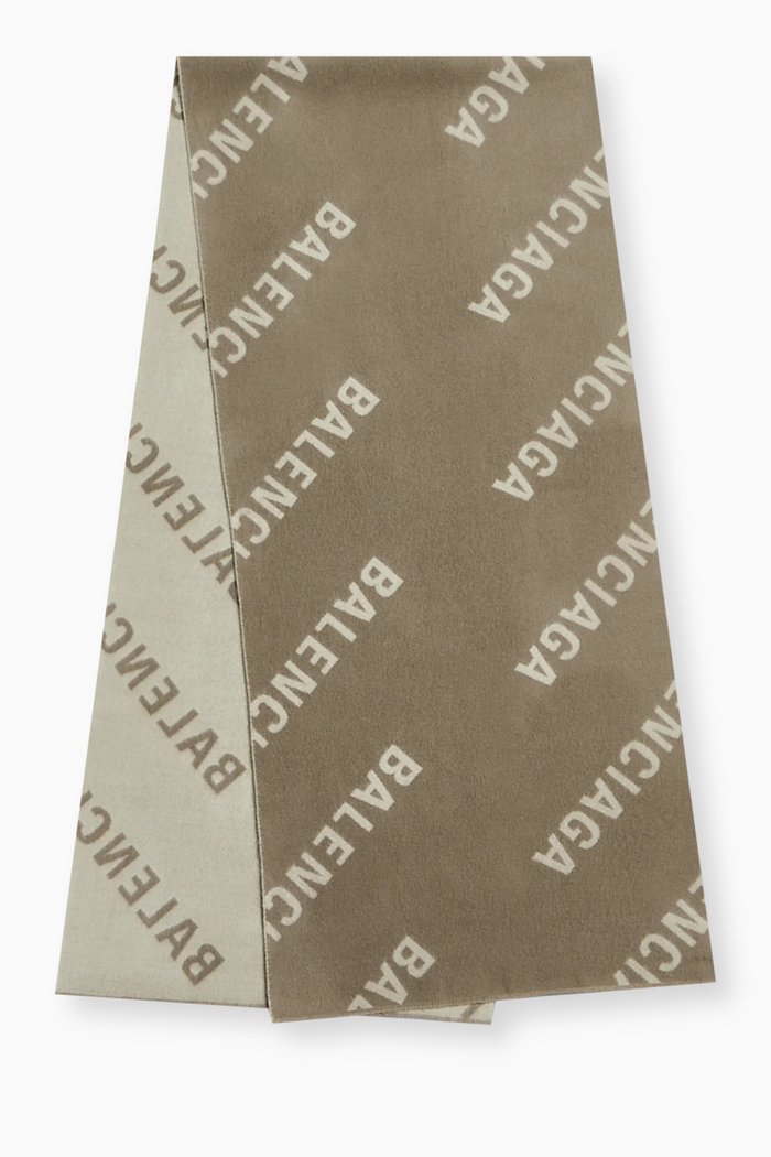

Allover Logo Macro Scarf in Brushed-wool, Neutral