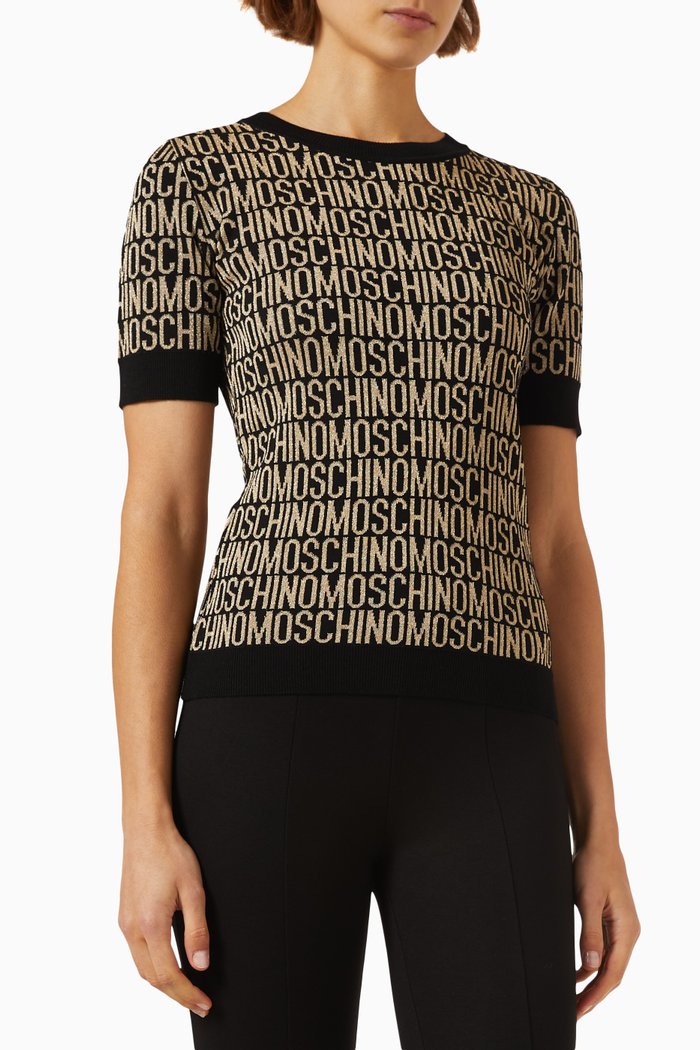 

Logo Intarsia Sweater in Merino Wool, Gold