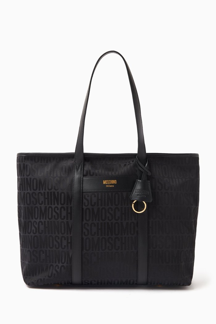

Large Logo Shopper Tote Bag in Nylon-jacquard, Black