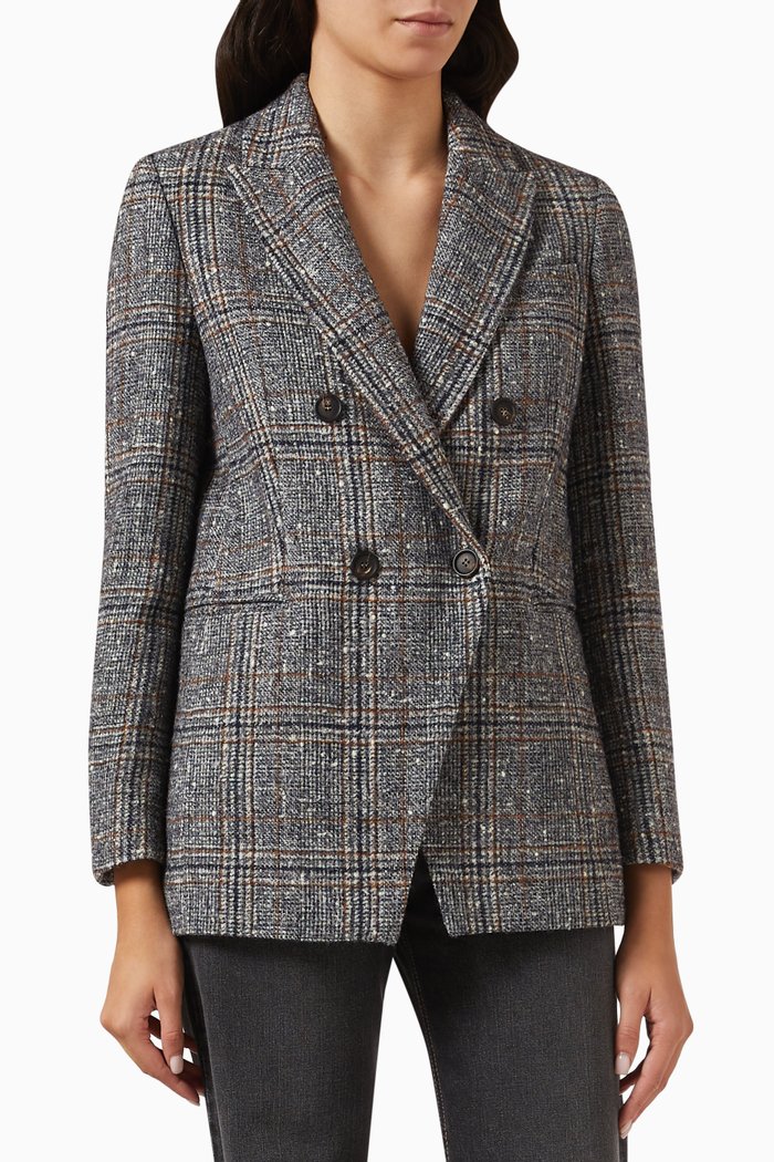 Double-breasted Jacket in Wool-blend, Blue