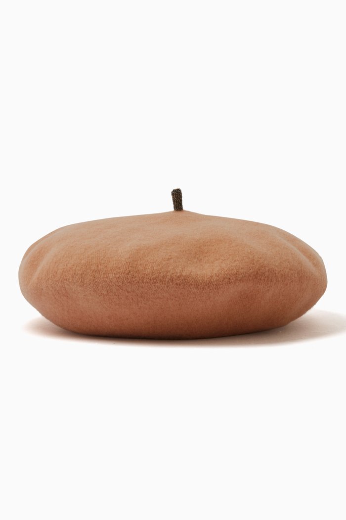 

Monili-embellished Beret in Wool, Neutral