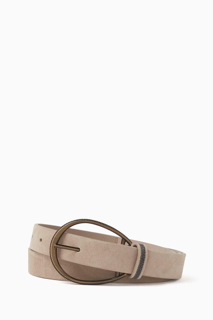 

Monili-embellished Belt in Wool, Brown