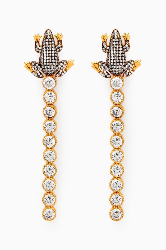 

Frog Tennis Drop Earrings in 24kt Gold-plated Bronze, Yellow