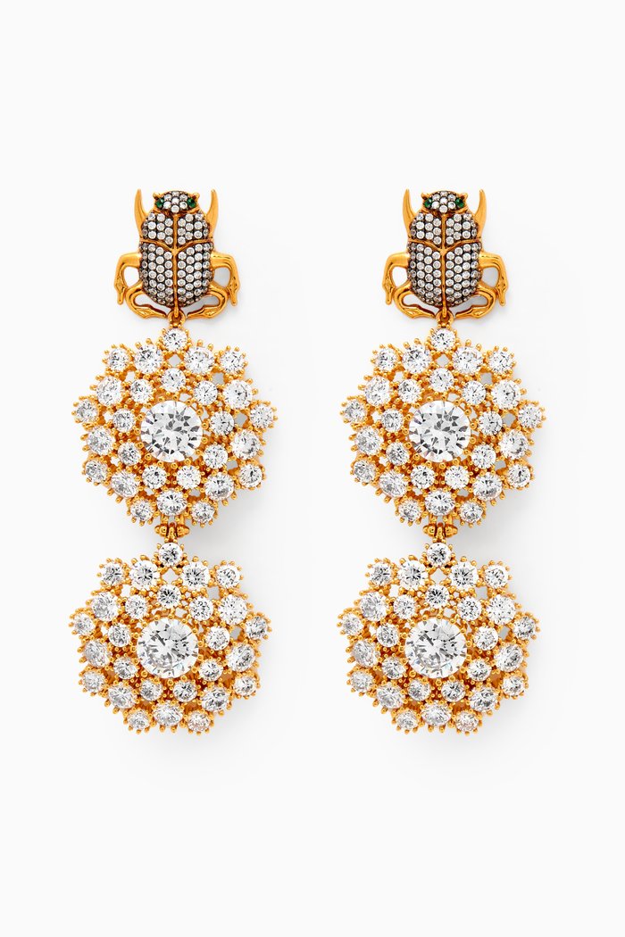 

Scarab Sunny Clip Earrings in 24kt Gold-plated Bronze, Yellow