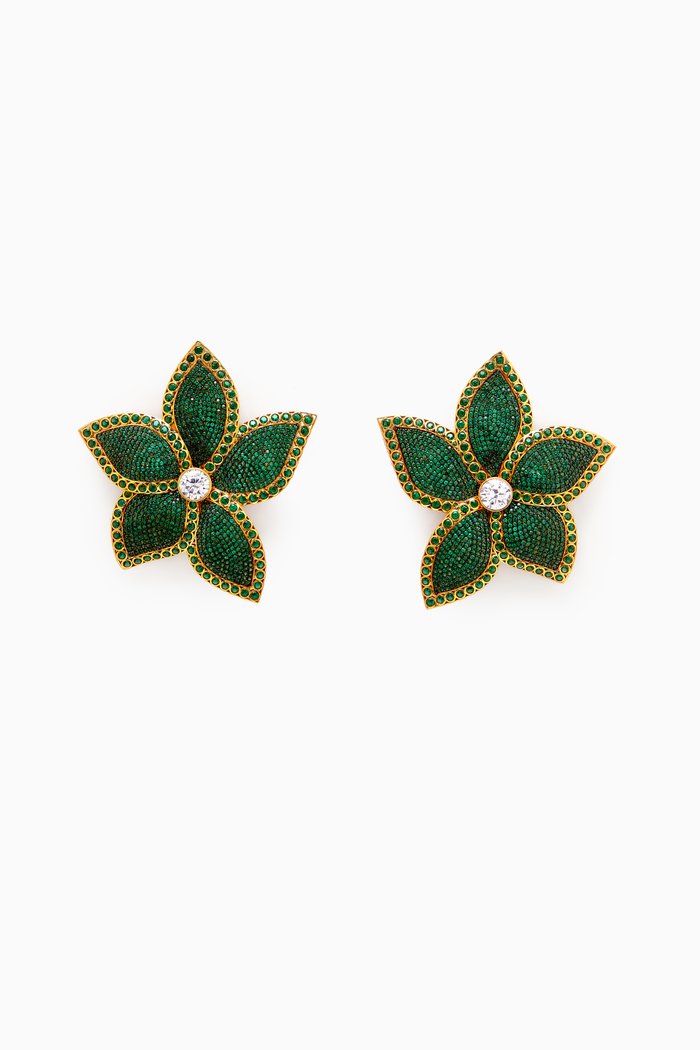 

Lotus Stud Clip Earrings in 24kt Gold-plated Bronze, Yellow