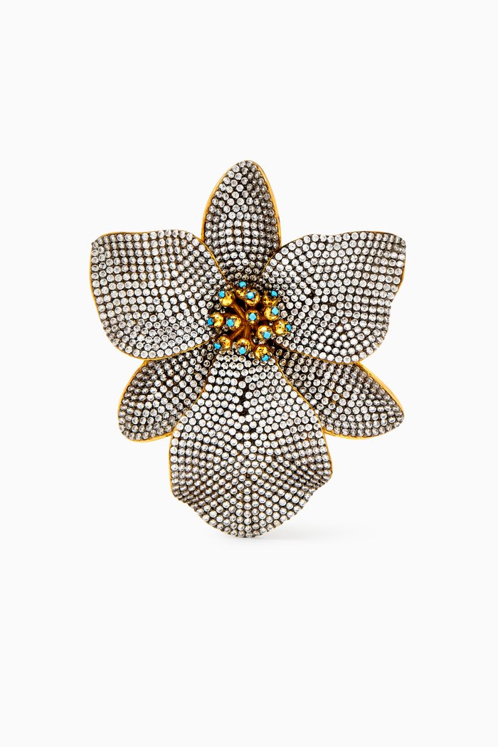 

Singapore Orchid Crystal Ring in 24kt Gold-plated Bronze, Yellow