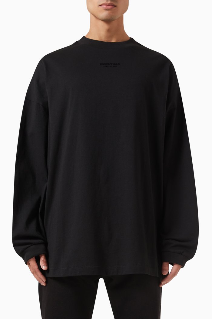 Essentials Long-sleeve T-shirt in Cotton-jersey, Black