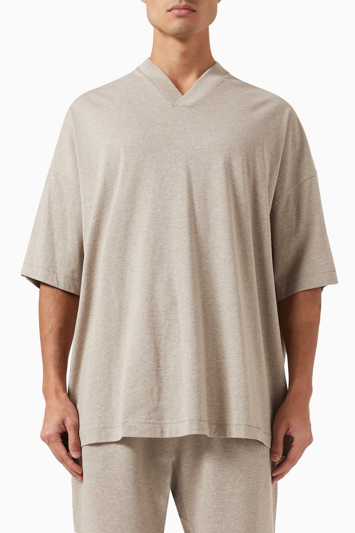 Essentials V-neck T-shirt in Cotton-jersey, Grey