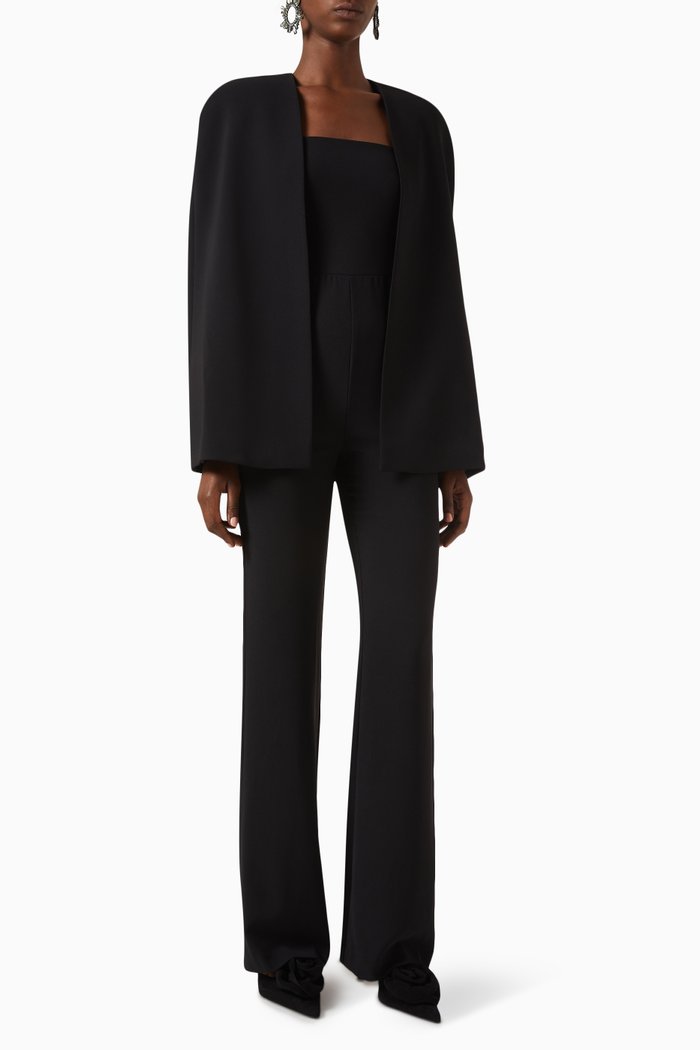 

Nova Cape Jumpsuit in Crepe, Black