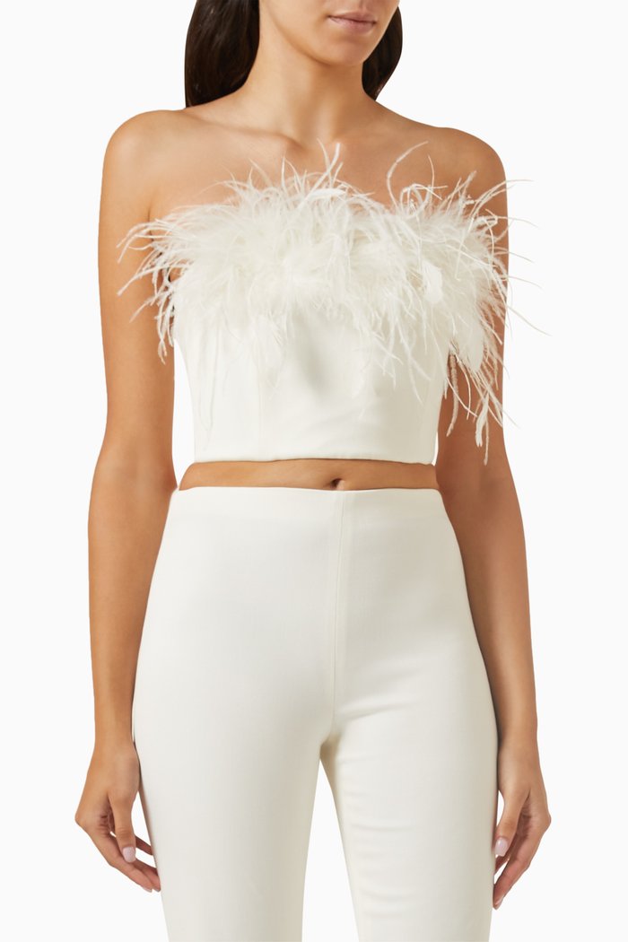 

Ceresi Feather-trimmed Top, Neutral