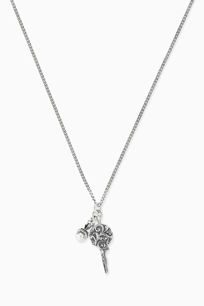 

Arabesque Key & Pearl Necklace in Sterling Silver