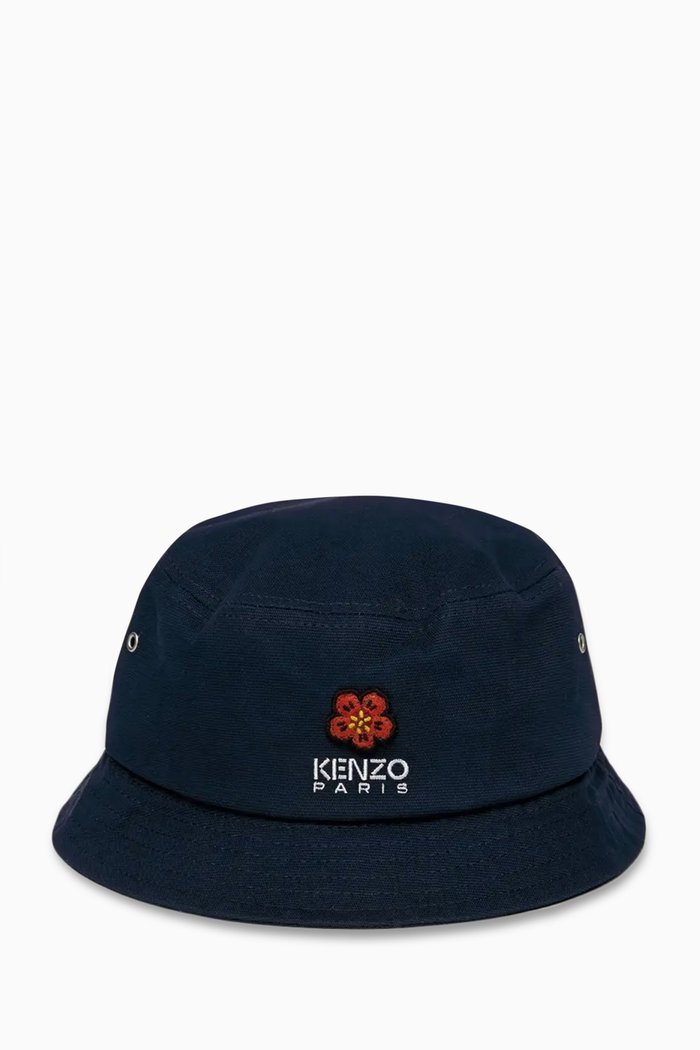 

Crest Logo Bucket Hat in Cotton, Blue