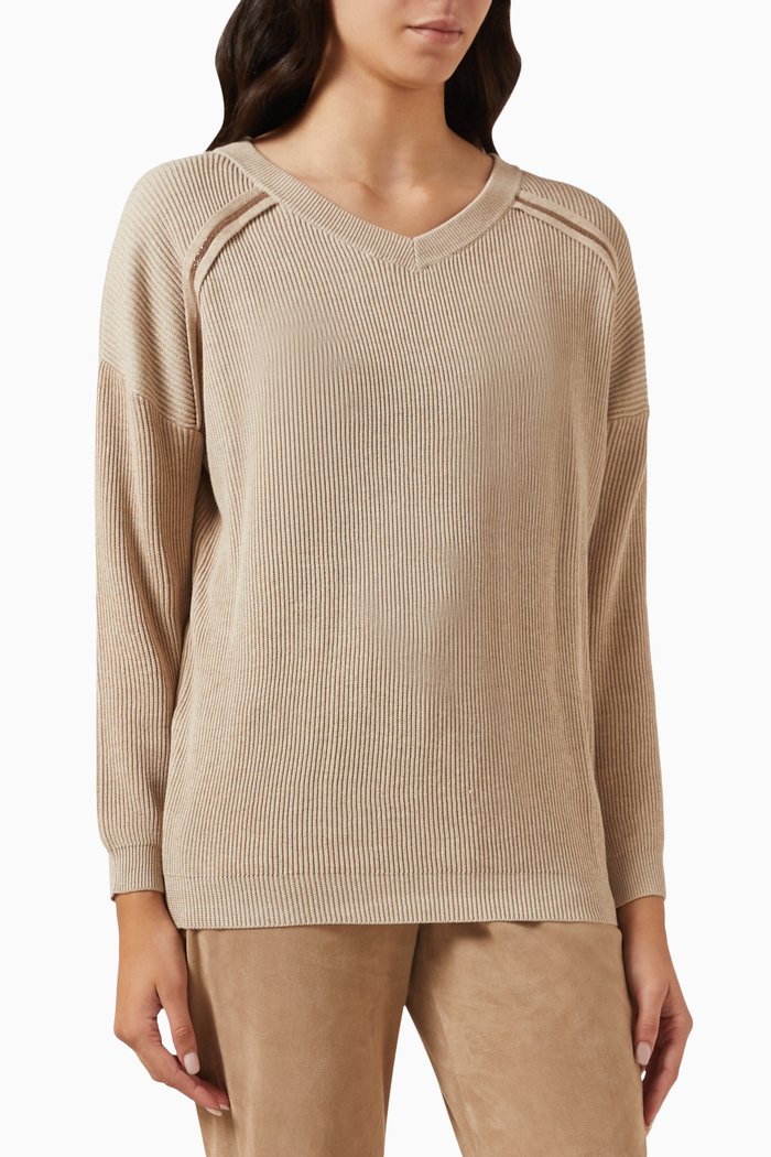 

Monili bead-embellished Sweater in Cotton, Neutral