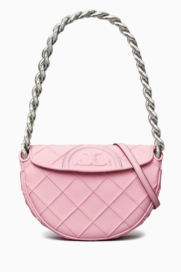 

Mini Fleming Soft Crescent Shoulder Bag in Leather, Pink