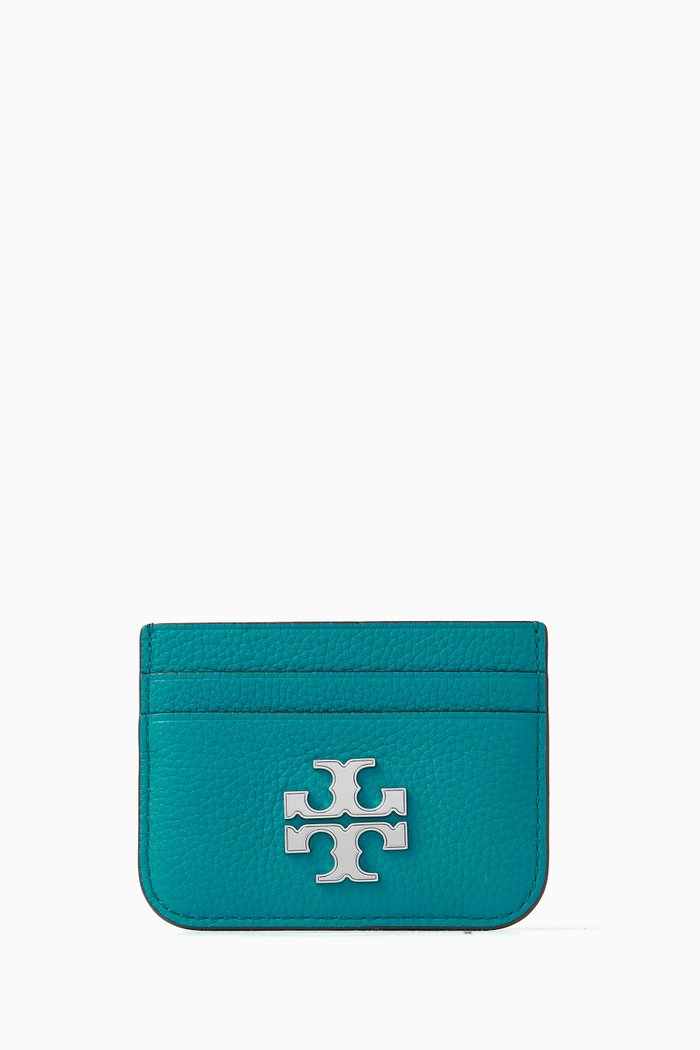 

Eleanor Card Case in Pebbled Leather, Blue