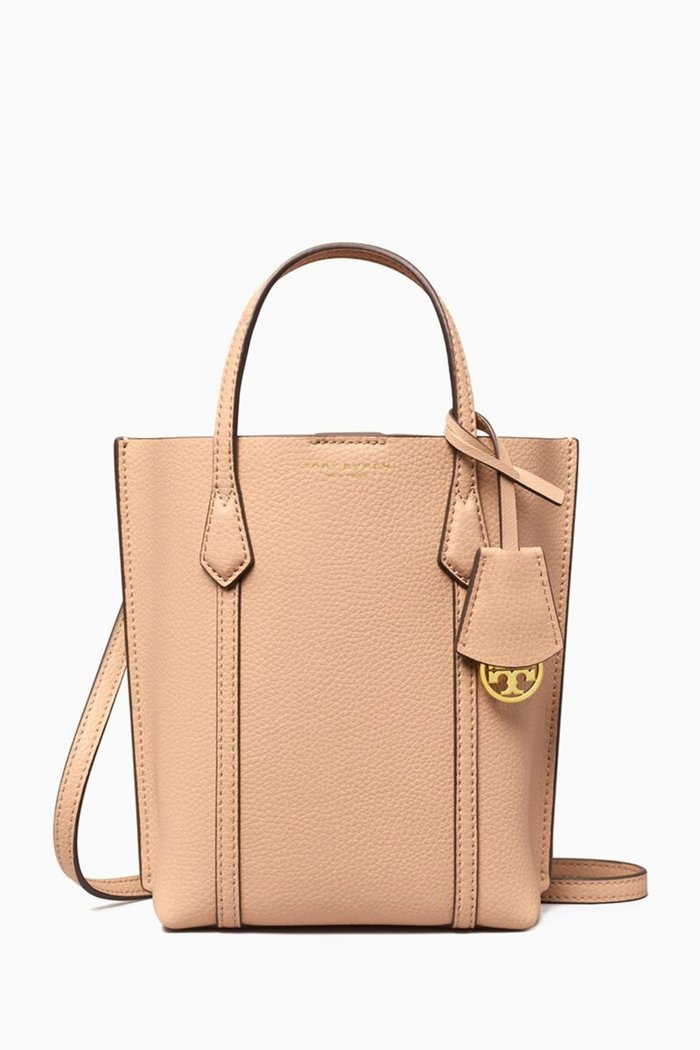 

Mini Perry Tote Bag in Pebbled Leather, Neutral