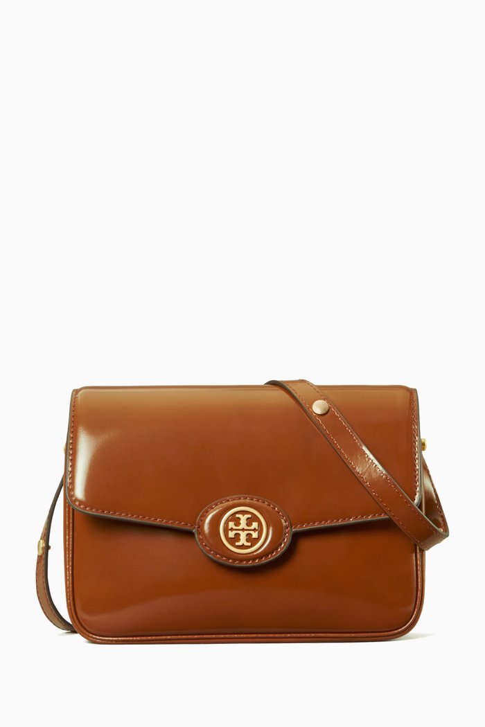 

Robinson Convertible Shoulder Bag in Patent Leather, Neutral