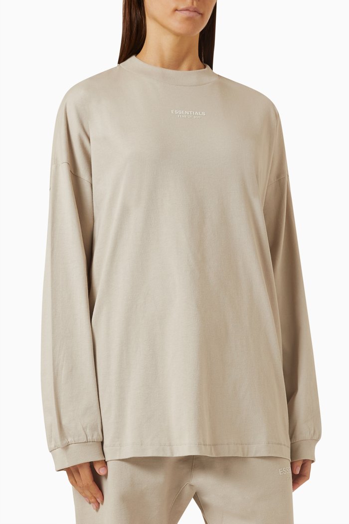 

Essentials Long-sleeve T-shirt in Cotton-jersey, Grey