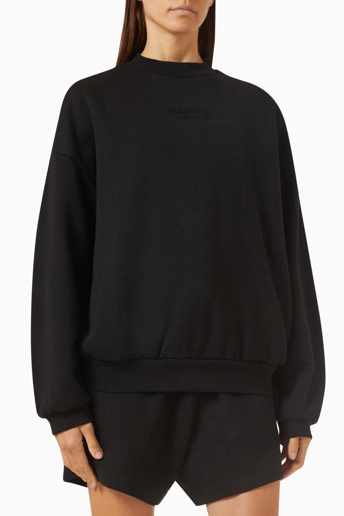 

Essentials Crewneck Sweatshirt in Cotton-fleece, Black