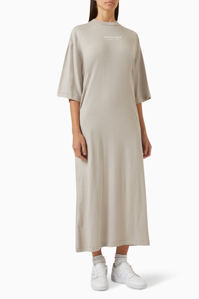 

Essentials 3/4 Sleeve Maxi Dress in Cotton-jersey, Grey
