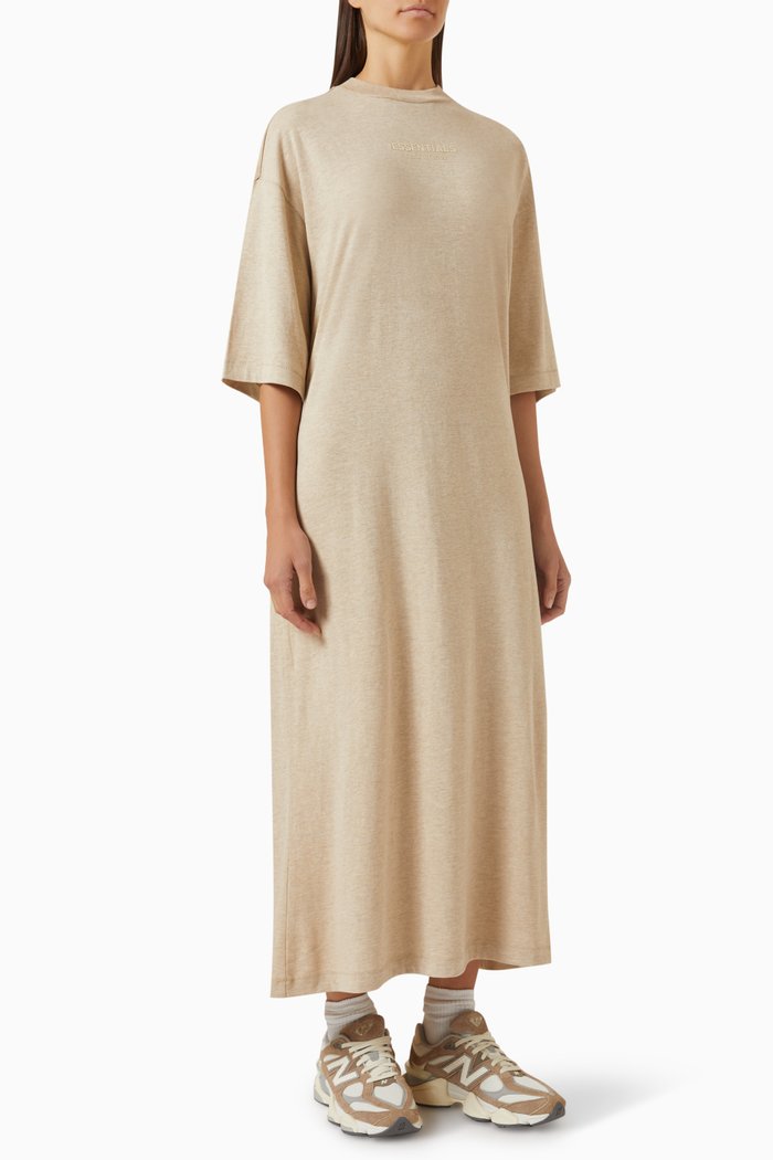 

Essentials 3/4 Sleeve Maxi Dress in Cotton-jersey, Gold