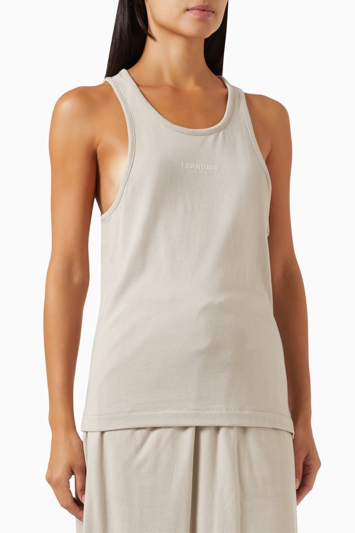 Flocked Logo Tank Top in Cotton-jersey, Grey