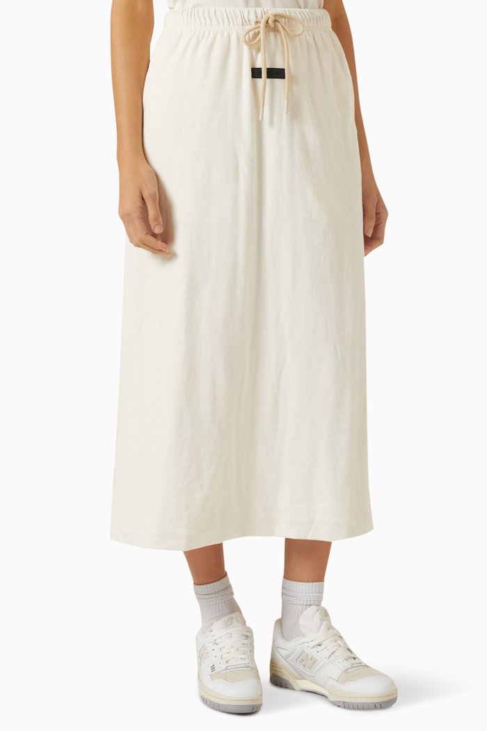 

Drawstring Midi Skirt in Jersey, Neutral