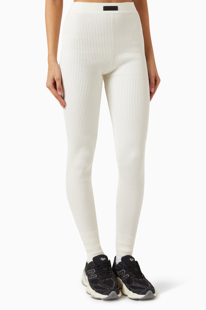 

Ribbed Leggings in Cotton-blend, Grey